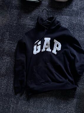 GAP Black Hoodie with White Logo